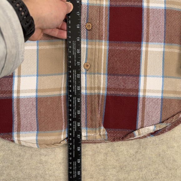 Big Mac Flannel Shirt Mens Large Red Beige Plaid JCPenny 80s VTG Made USA - Picture 10 of 13